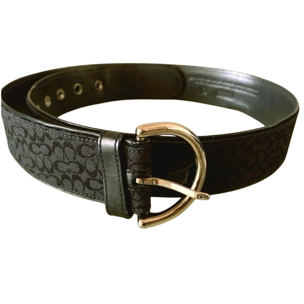 Coach Signature belt women's small all over logo fabric NWT black harness